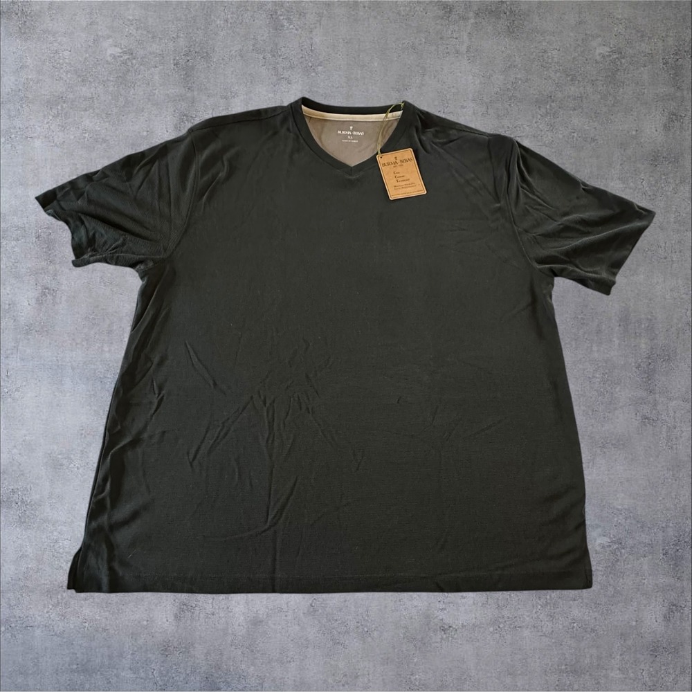 New Burma Bibas T-Shirt Mens XL Black V-Neck Modal Blend Ribbed Short Sleeve
